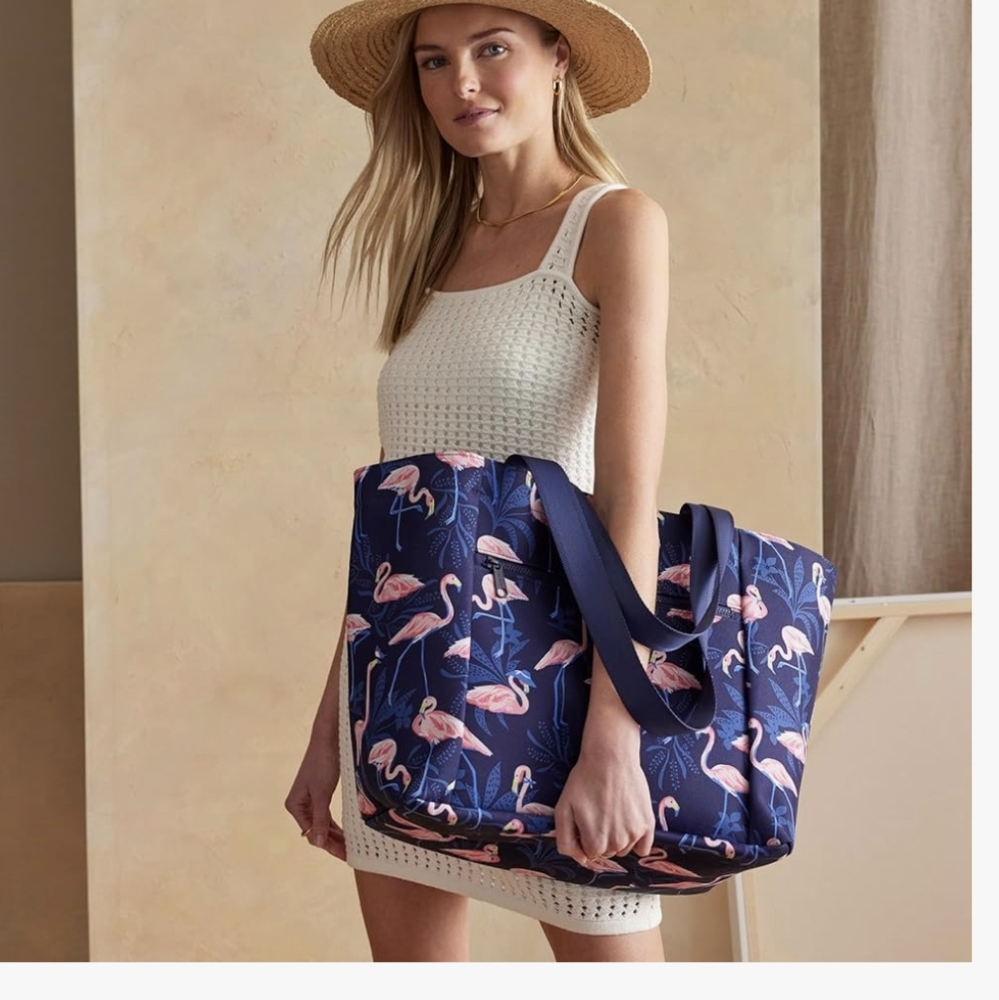 Vera Bradley Drawstring Family Tote Bag flamingo party NWT